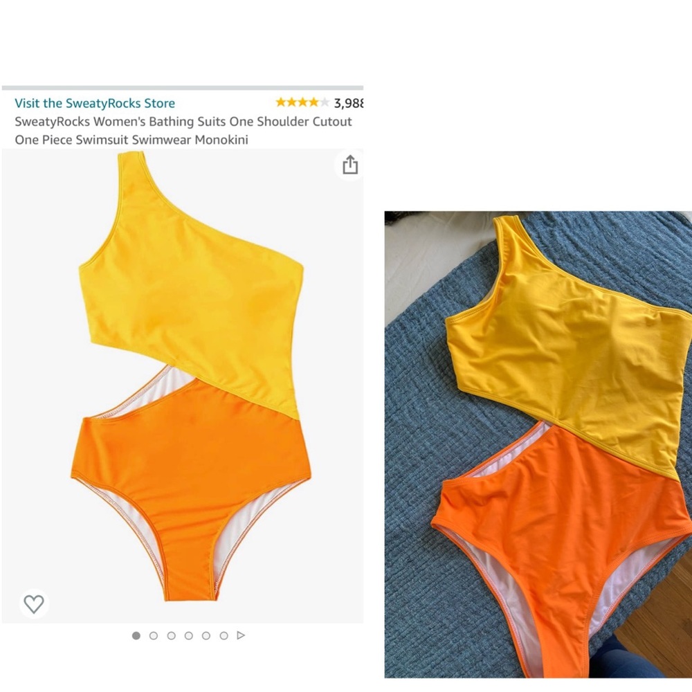 Yellow and orange cut-out swimsuit